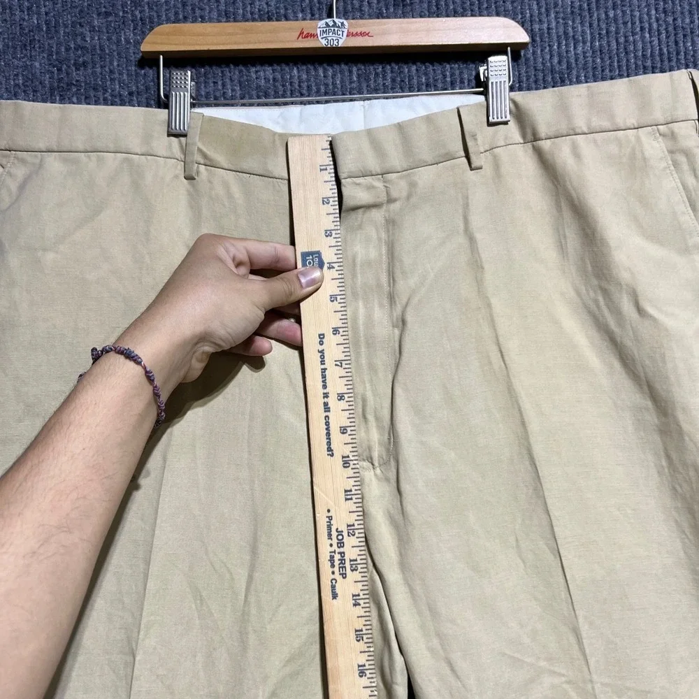 Vintage Polo Ralph Lauren Trousers Mens 44B-32 Tan Linen Silk Blend Pleated